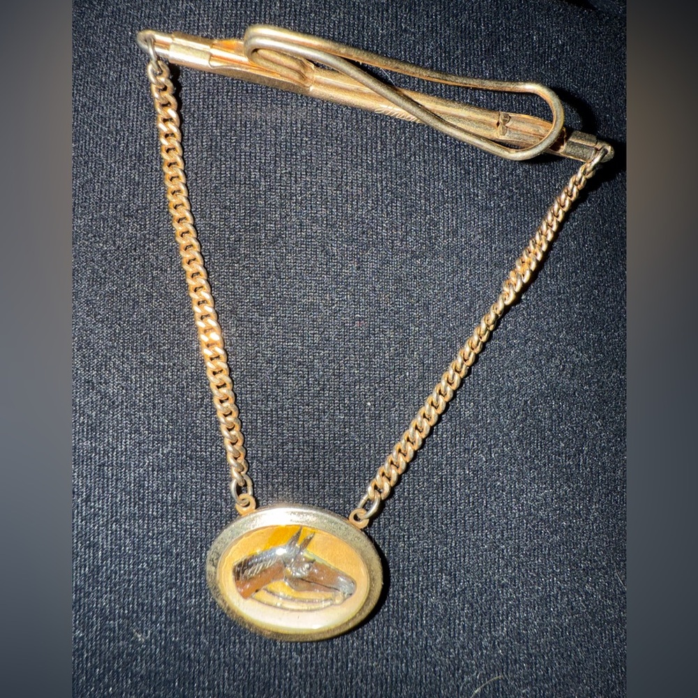 Elegant Goldtone horse tie clip